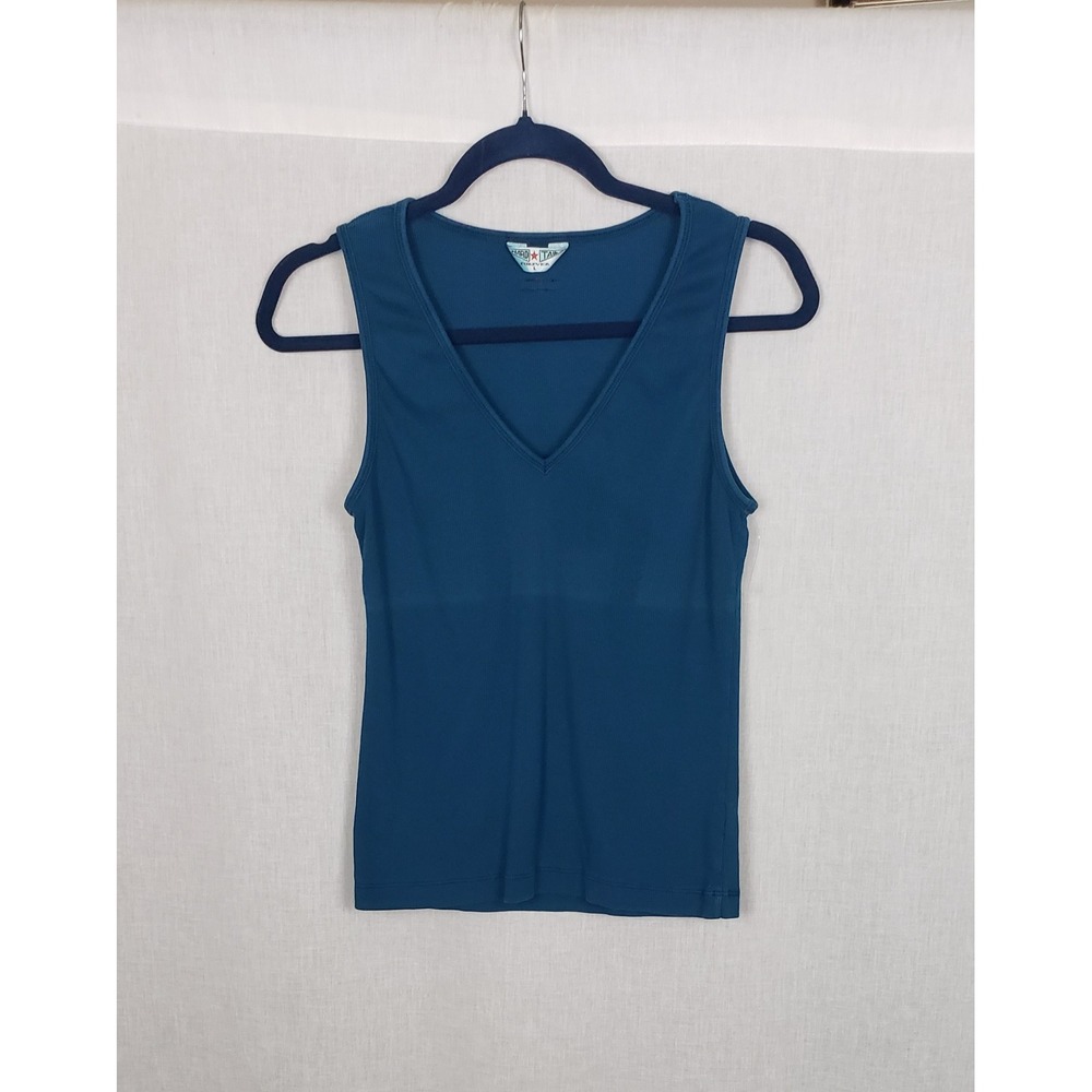 Hard Tail Forever Cobalt Blue Ribbed Knit Tank Top L USA Athleisure Y2K Summer